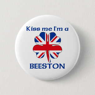 Personalised British Kiss Me I'm Beeston 6 Cm Round Badge
