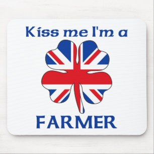 Personalised British Kiss Me I'm Farmer Mouse Pad