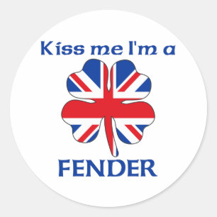 Personalised British Kiss Me I'm Fender Classic Round Sticker