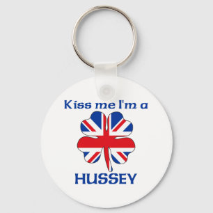 Personalised British Kiss Me I'm Hussey Key Ring