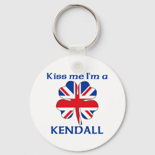 Personalised British Kiss Me I'm Kendall Key Ring