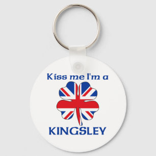 Personalised British Kiss Me I'm Kingsley Key Ring