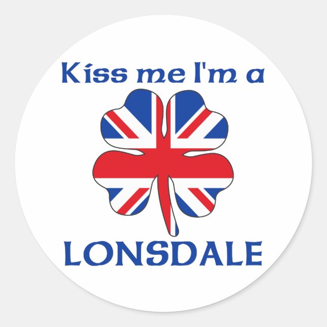 Personalised British Kiss Me I'm Lonsdale Classic Round Sticker (Front)