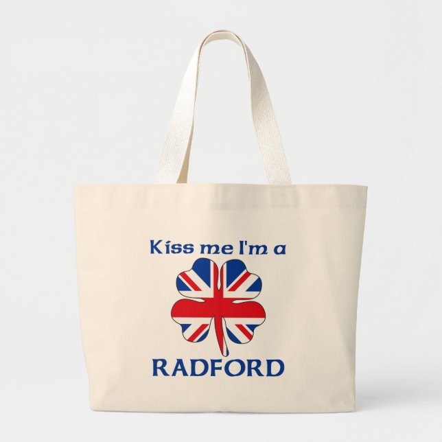Personalised British Kiss Me I'm Radford Large Tote Bag (Front)