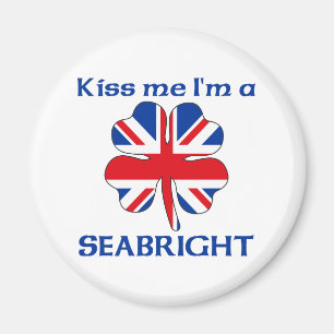 Personalised British Kiss Me I'm Seabright Magnet