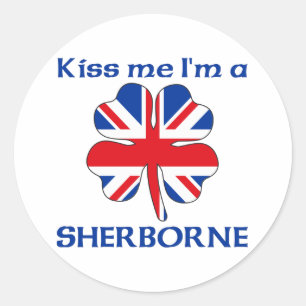 Personalised British Kiss Me I'm Sherborne Classic Round Sticker
