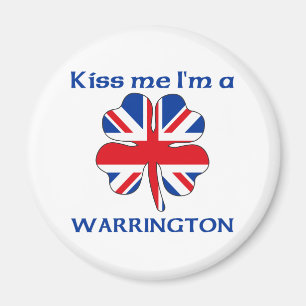 Personalised British Kiss Me I'm Warrington Magnet