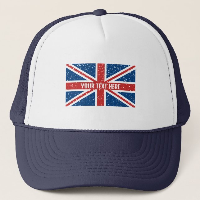 Personalised British Union Jack flag T-Shirt Trucker Hat (Front)