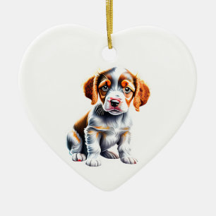 Personalised Brittany Puppy Ceramic Ornament