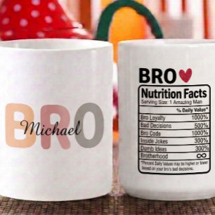 Personalised Bro Nutrition Facts Name, traits Coffee Mug