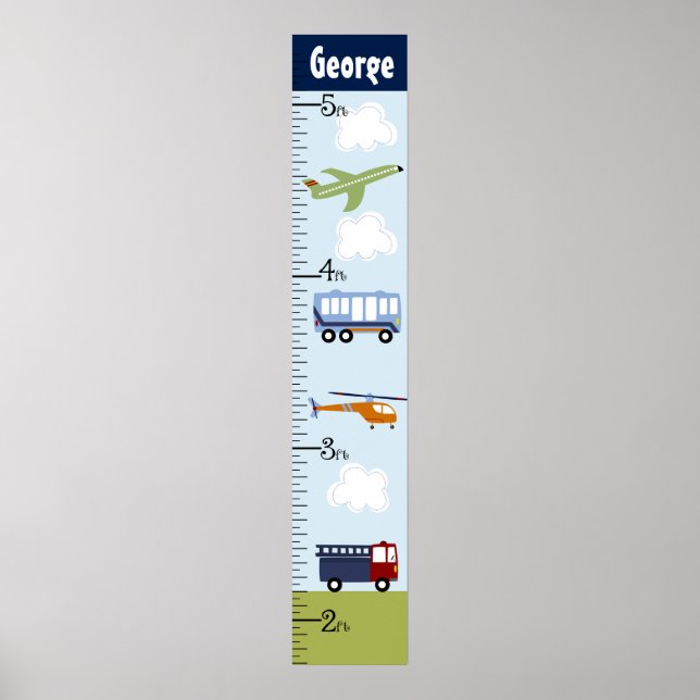 Personalised Brody Transportation Growth Chart (Front)