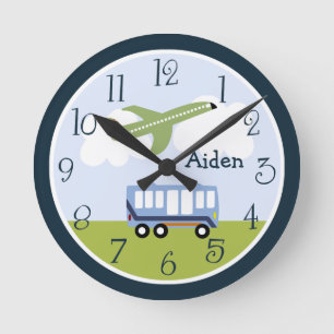 Personalised Brody Transportation Kids Clock