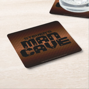 Personalised Bronze Diamond Plate Man Cave Square Paper Coaster