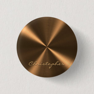 Personalised Bronze Metallic Radial Texture 3 Cm Round Badge