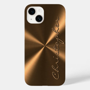 Personalised Bronze Metallic Radial Texture Case-Mate iPhone 14 Case
