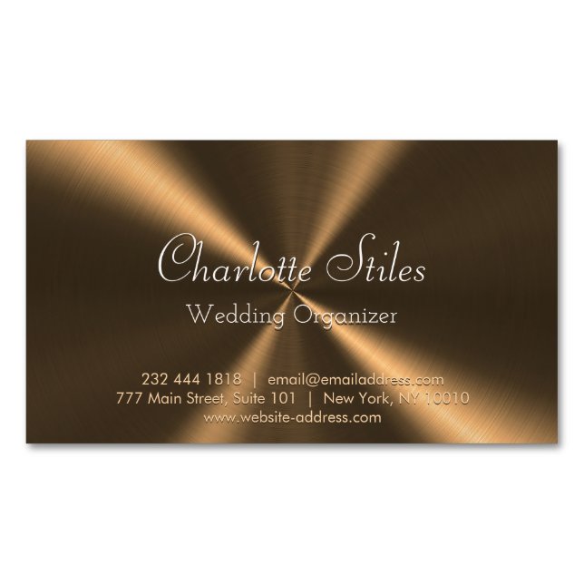 Personalised Bronze Metallic Radial Texture Magnetic Business Card (Front)