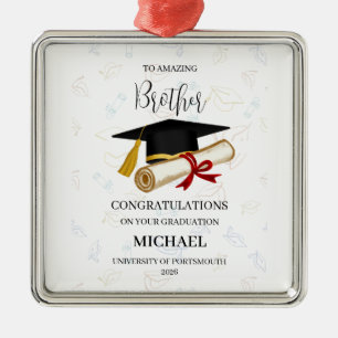 Personalised Brother Graduation Keepsake Name Year Metal Ornament