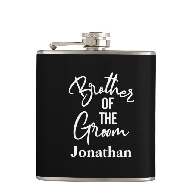 Personalised Brother of the Groom  Wedding Hip Flask (Front)