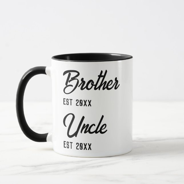 Personalised Brother to Uncle EST Year Typography Mug (Left)