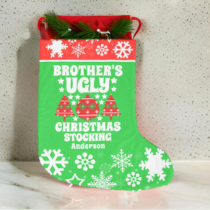 Personalised Brother's Ugly Christmas Sweater Large Christmas Stocking