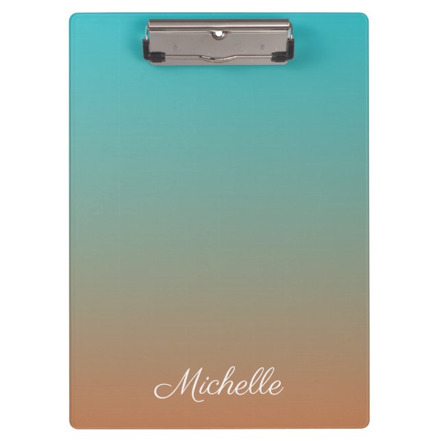 Personalised brown and blue ombre clipboard (Front)