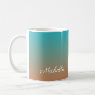 Personalised brown and blue ombre coffee mug
