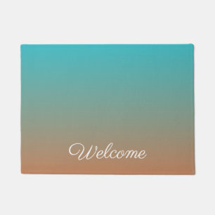 Personalised brown and blue ombre doormat