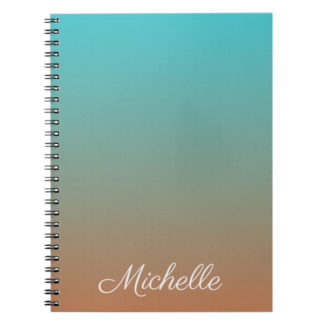 Personalised brown and blue ombre notebook (Front)