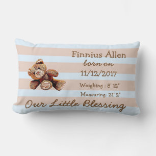 Personalised Brown and Blue Teddy Bear Pillow