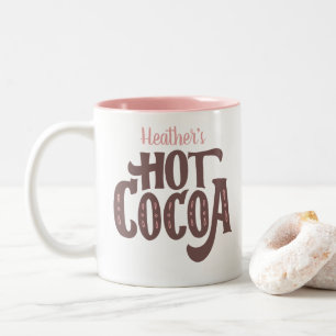 Personalised Brown and Pink Hot Cocoa Two-Tone Coffee Mug