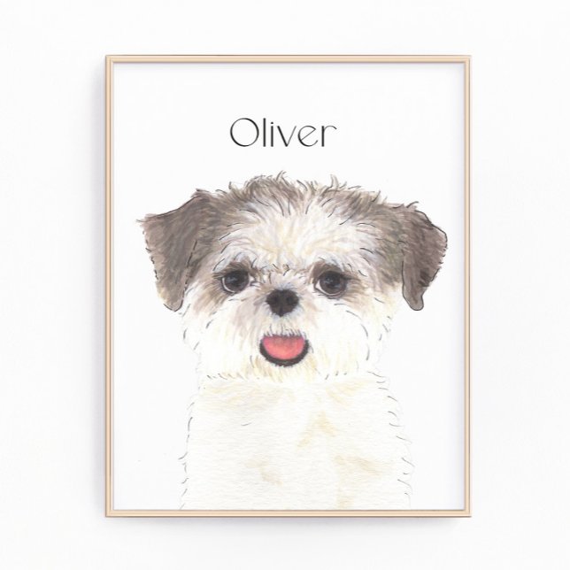 Personalised Brown and White Shih Tzu Art Photo Print (Creator Uploaded)