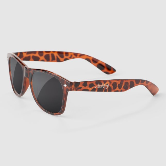Personalised brown animal print  dark lense sunglasses (Left)