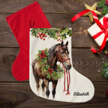 Personalised Brown Bay Christmas Horse Stocking