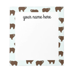 Personalised Brown Bear Kids Notepad