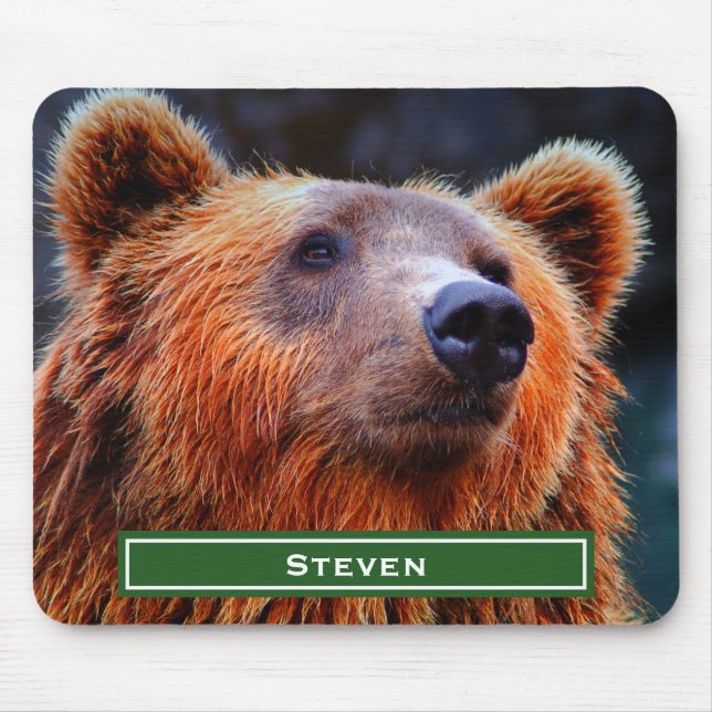 Personalised Brown Bear Portrait Wildlife Photo Mouse Pad (Front)