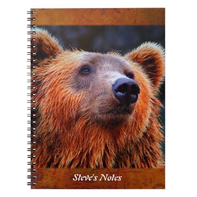Personalised Brown Bear Portrait Wildlife Photo Notebook (Front)