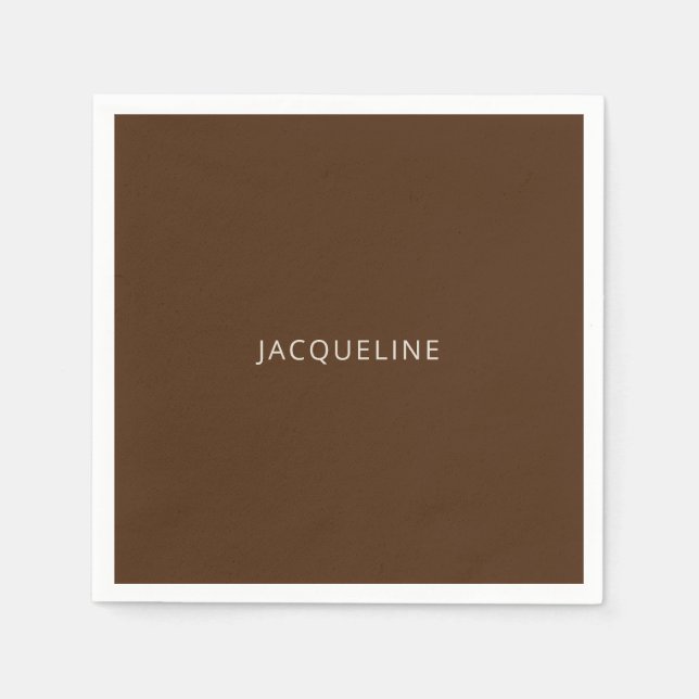  Personalised Brown Bridal Shower Napkin (Front)