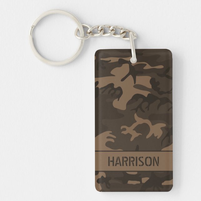 Personalised Brown Camo Key Ring (Front)