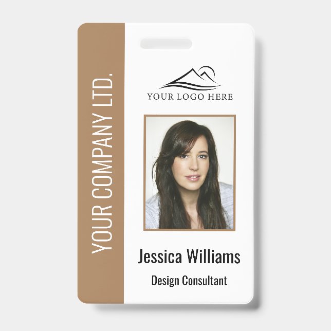 Personalised Brown Corporate Employee Security ID Badge (Front)