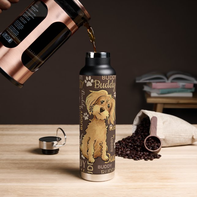 Personalised Brown Dog Water Bottle (Coffee)