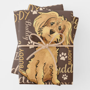 Personalised Brown Dog Wrapping Paper Sheet