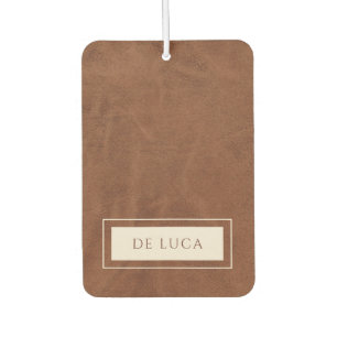 Personalised Brown Faux Leather  Car Air Freshener