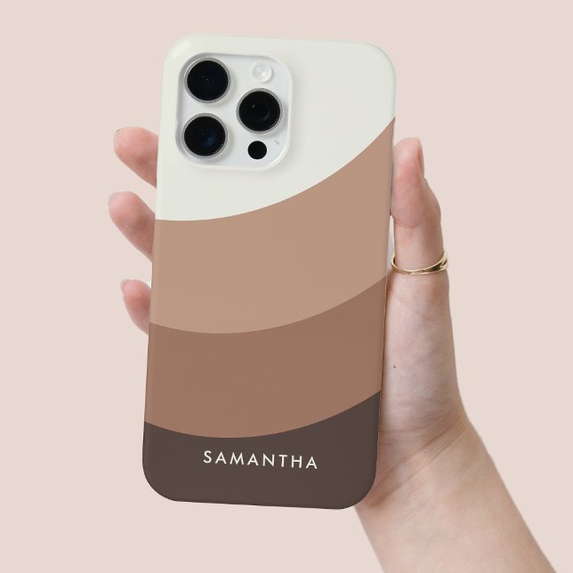 Personalised Brown Gradient Modern Name Chic Retro Case-Mate iPhone Case (Creator Uploaded)