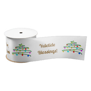 Personalised Brown Holiday Wishes, Christmas Tree  Satin Ribbon