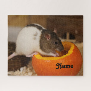 Personalised Brown Hooded Fancy Pet Rat Jigsaw Puzzle