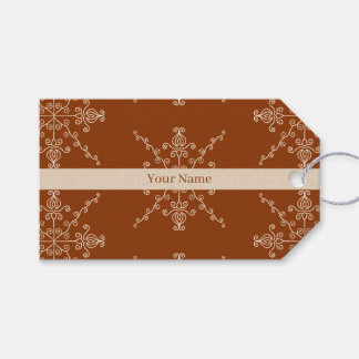 Personalised Brown Indian Boho Line Art Pattern Gift Tags