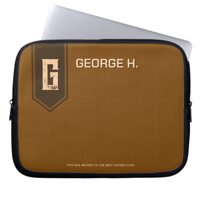 Personalised Brown Laptop Case for Man (Front)