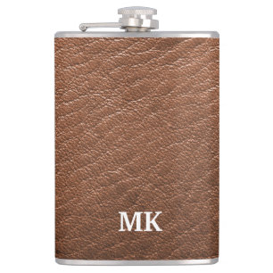 Personalised Brown Leather Look Hip Flask
