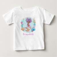 Personalised Brown Little Mermaid Baby T-Shirt