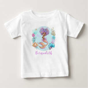 Personalised Brown Little Mermaid Baby T-Shirt